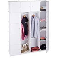 Relaxdays Armario Modular con 14 Compartimentos y 2 Barras- Blanco- 36.5x145x180 cm